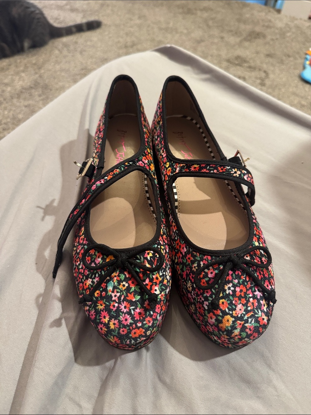 Floral Mary Jane Ballet Platform Flats 8.5